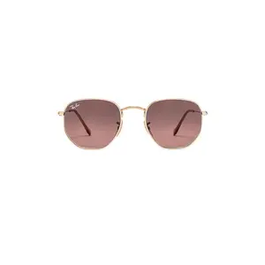 Ray-Ban Hexagonal Flat in Gold & Brown Grey Gradient