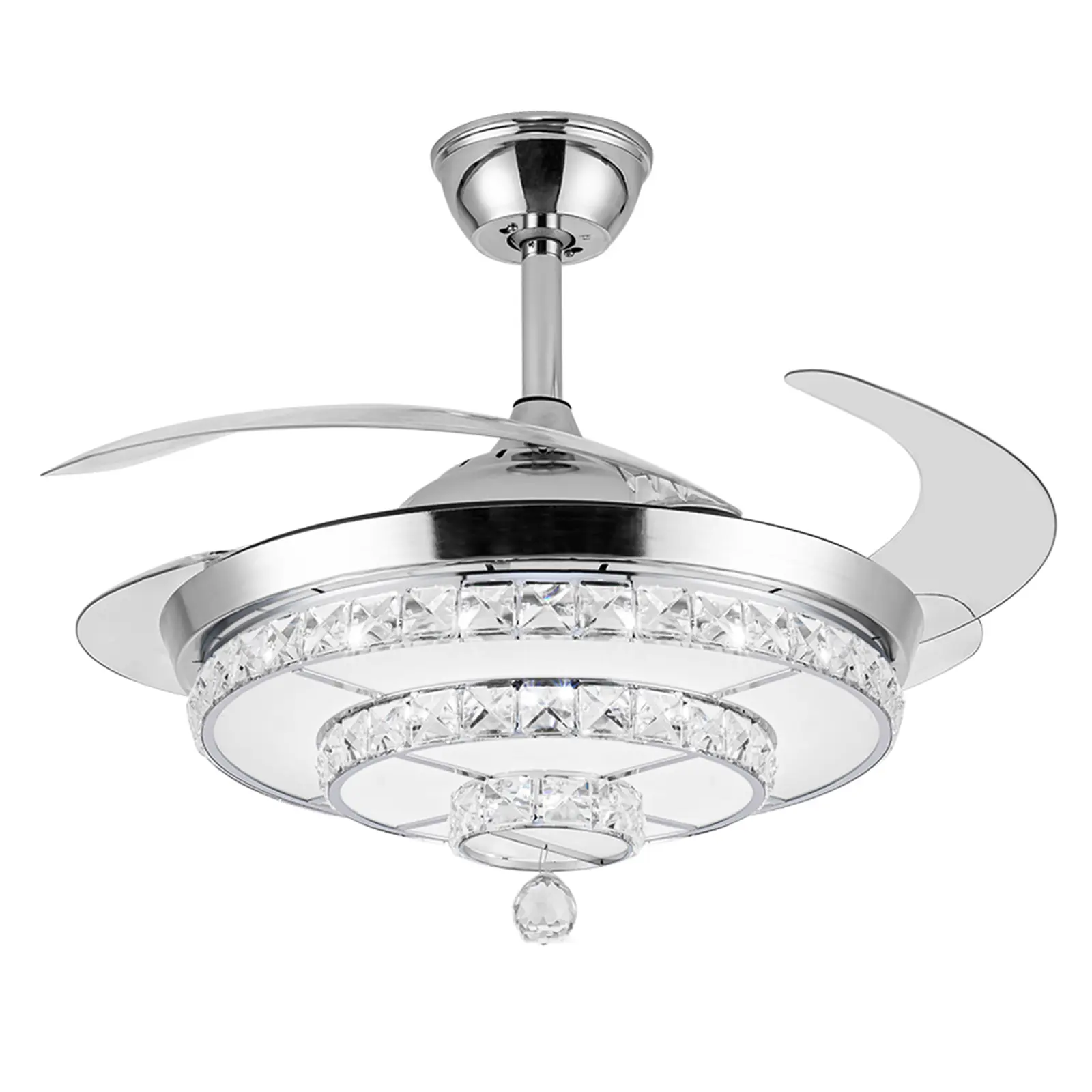 Fandelier Crystal Ceiling Fan With Lights & Remote – Dimmable LED, 3 Color Temperatures, 6 Speeds, Quiet Reversible Motor For Bedroom Or Living Room
