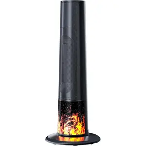 25" Heater Indoor Use with Thermostat for Large Room, 60° Oscillation, Remote & 12H Timer, Tip-Over Switch & Overheating Protection, 1500W, Black