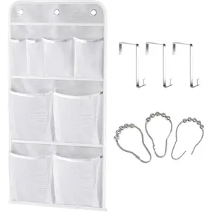 Mesh Pockets Hold 340oz/1000ml Shampoo Shower Organizer with Over the Door Hooks