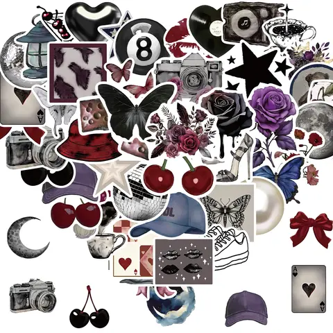 50Pcs Aesthetic Pinterest Girls Stickers Pack Decal Set Cool Trendy Y2K Stickers for Water Bottle Funny Waterproof Sticker for Teens Adults Vinyl Sticker for Laptop Skateboard Party Supplies Waterproof Decals