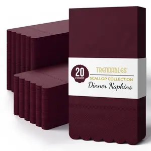 3 Ply Wine Berry Scalloped Napkins - 13 in. x 15.7 in. - 20 Ct.