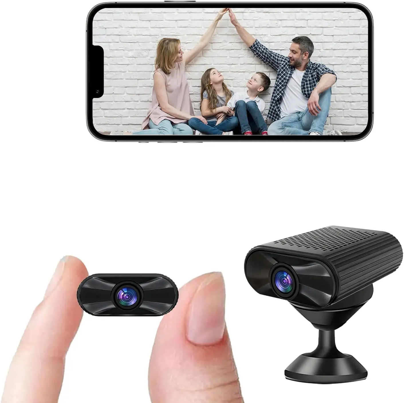 Portable Rechargeable Mini Magnetic WiFi Security Camera - 1080P HD Wireless, Bluetooth, 130° Wide View Lens, Night Vision, Motion Detection, 1.5h Runtime, SD Card Recording, Phone App Live View for Home, Office
