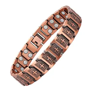 99.9%pure copper, magnetic cross with 3500 Gauss magnets, adjustable with an adjuster included, hypoallergenic for wellness and health, suitable for gifting to yourself, your loved one, and father, a strong bracelet for men, magnetic field therapy jewelry
