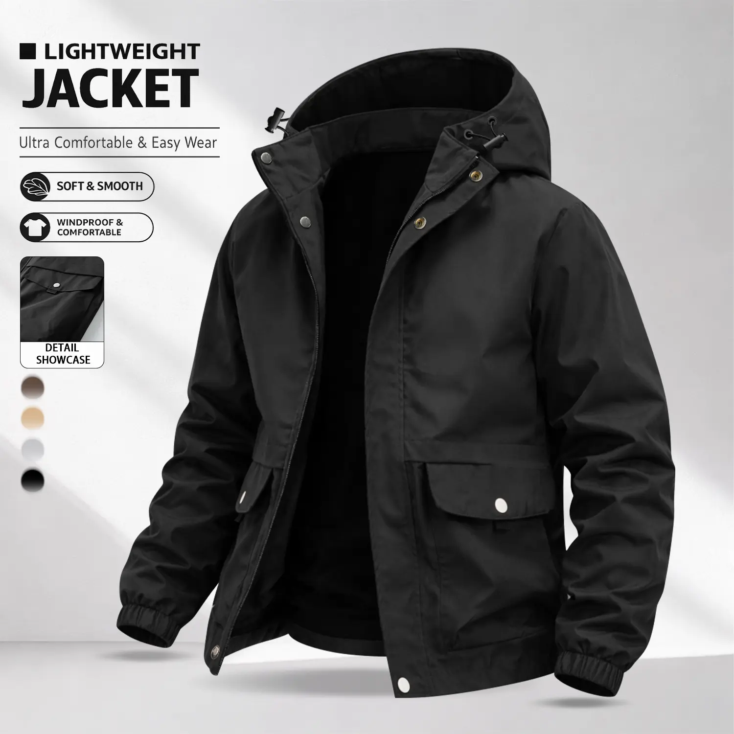 Men’s Autumn/Winter New Workwear Hooded Jacket with Multiple Pockets, Casual Everyday Wear, Available in Multiple Colors, Versatile Outer Layer Top