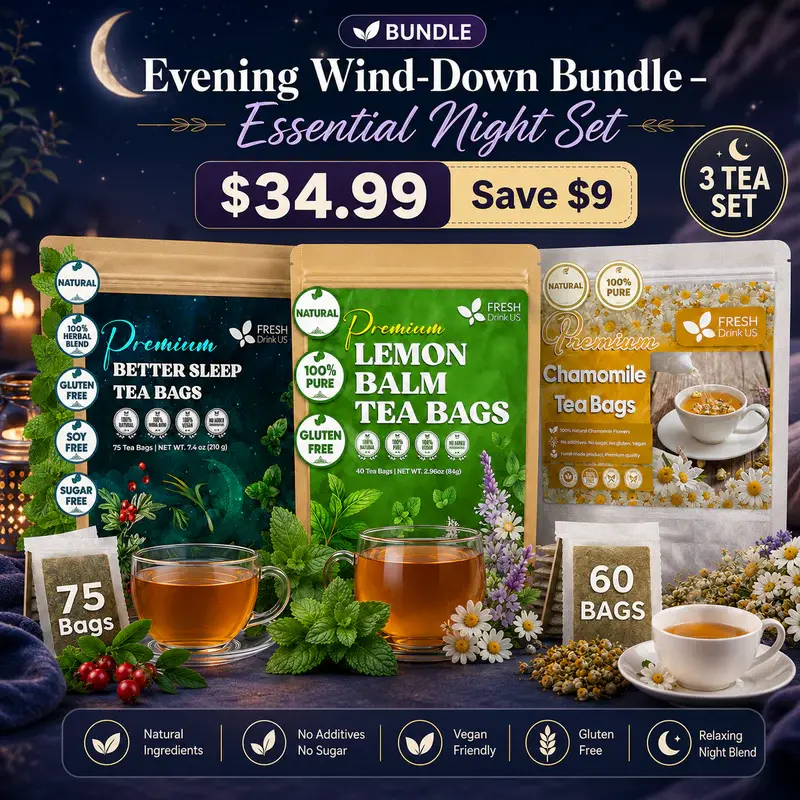 3-Tea Evening Wind-Down Bundle for Relaxation, Bedtime Calm & Caffeine-Free Nights