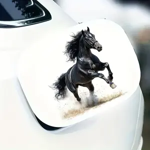 1PC Majestic Dynamic Galloping Black Horse Logo Sticker For Stationery, Decor, Car Decals, Automotive Decals, Car Stickers, Sticker For Cars Inject dynamic wild soul into items