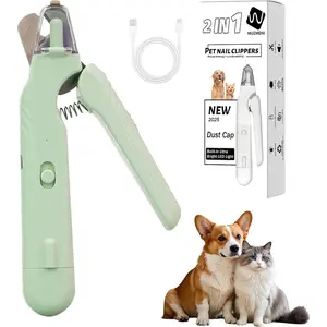 2-in-1 Dog Nail Grinder & Dog Nail Clippers Trimmers for Large Medium Small Dogs Cats Pets Claw Trimmer with LED Lights (Green)