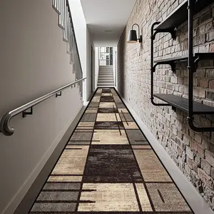 Crystal Velvet Rug, Vintage Square Design Bedroom Runner, Soft Comfort Living Room Hallway Mat, Hotel Floor Pad, Boho Runner Rug