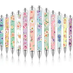 12 Pcs Colorful Floral Ballpoint Pens, Retractable Ink, Women's Writing Tools, Spring Journaling, Ideal Gift for Colleagues & Students