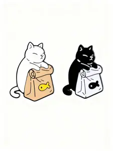 Pair Cat Lying Down Food Bag Cute Animal Brooches Charms, Adorable Pet Accessory for All Seasons, Stylish and Fun Design