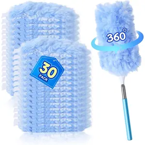 Refills For Duster, 360° Thickened Kit With 30 Count Disposable Microfiber Feather Dusters For Office,Window,Furniture Cleaning, Include 2 Extendable Handles