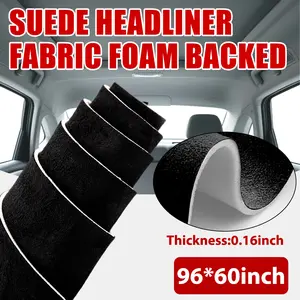 Black 60x96inch Car Roof Fabric Sky Headliner Cloth for Auto Upholstery Truck Interior Modification Repair Suede Headliner Suede Sponge Fabric