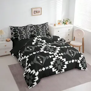 3-Piece Southwest Wind and Waves Ethnic Style Boho Quilt Set - Soft, Lightweight, and Versatile, with 200g/cm Quilted Padding, Includes 1 Quilt and 2 Pillowcases (No Pillow Inserts) - Perfect for Bedrooms, Dorms, Air-conditioned Rooms, and Gifts