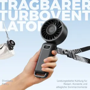 Diveblues Handheld Turbo Fan 12H Max Cooling 3600mAh USB Rechargeable 100 Speeds Portable for Travel Outdoor Home Office