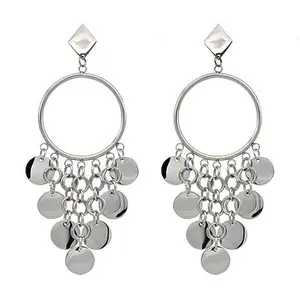 Stately Steel Circle Chandelier Earrings