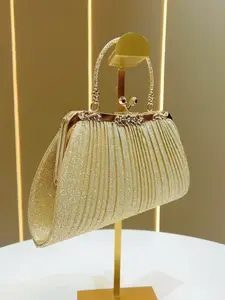 Elegant Glitter Pleated Evening Clutch, Stylish Crossbody Bag, 2-Way Handbag & Crossbody Shoulder Bag, Perfect for Weddings & Parties, Formal Event Accessory