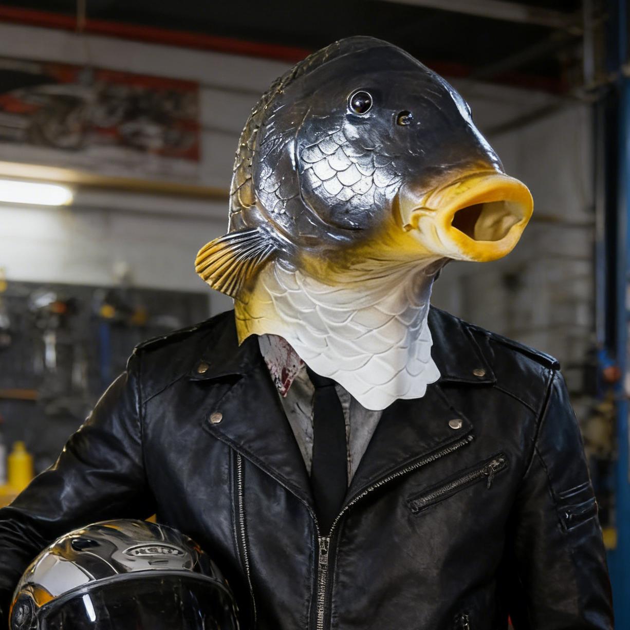 Funny Fish Head Mask Funny Latex Animal Costume Prop for Halloween Cosplay Party Masquerade Carnival Easter Prank Gift for Adult whimsical design