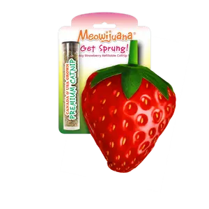 Get Sprung Juicy Strawberry Refillable Catnip Toy - Interactive Plush Cat Toy