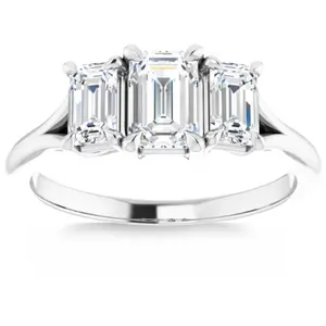 2.10Ct Emerald Cut Three Stone Diamond Engagement Ring 14k Gold Lab Grown 2.10Ct Emerald Cut Three Stone Diamond Engagement Ring 14k Gold Lab Grown