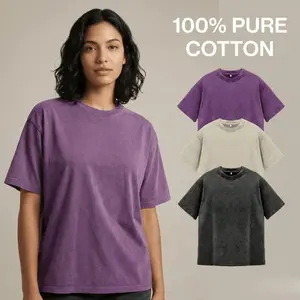 Women Oversized T Shirts Acid Washed Vintage Loose Fit Unisex Tee Short Sleeve Streetwear Casual 100% Cotton T-Shirts