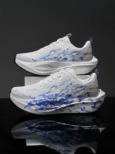 Unisex Carbon Plate Running Shoes, Thick Mesh Flyknit Upper, Supercritical Foam Bottom, Road Racing Daily Training, Breathable Bounce Stability