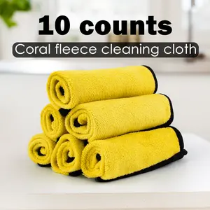 10 Counts Premium Microfiber Towels, Plush Texture for Gentle Cleaning，Versatile for Kitchen and Bathroom Surfaces，Random Color