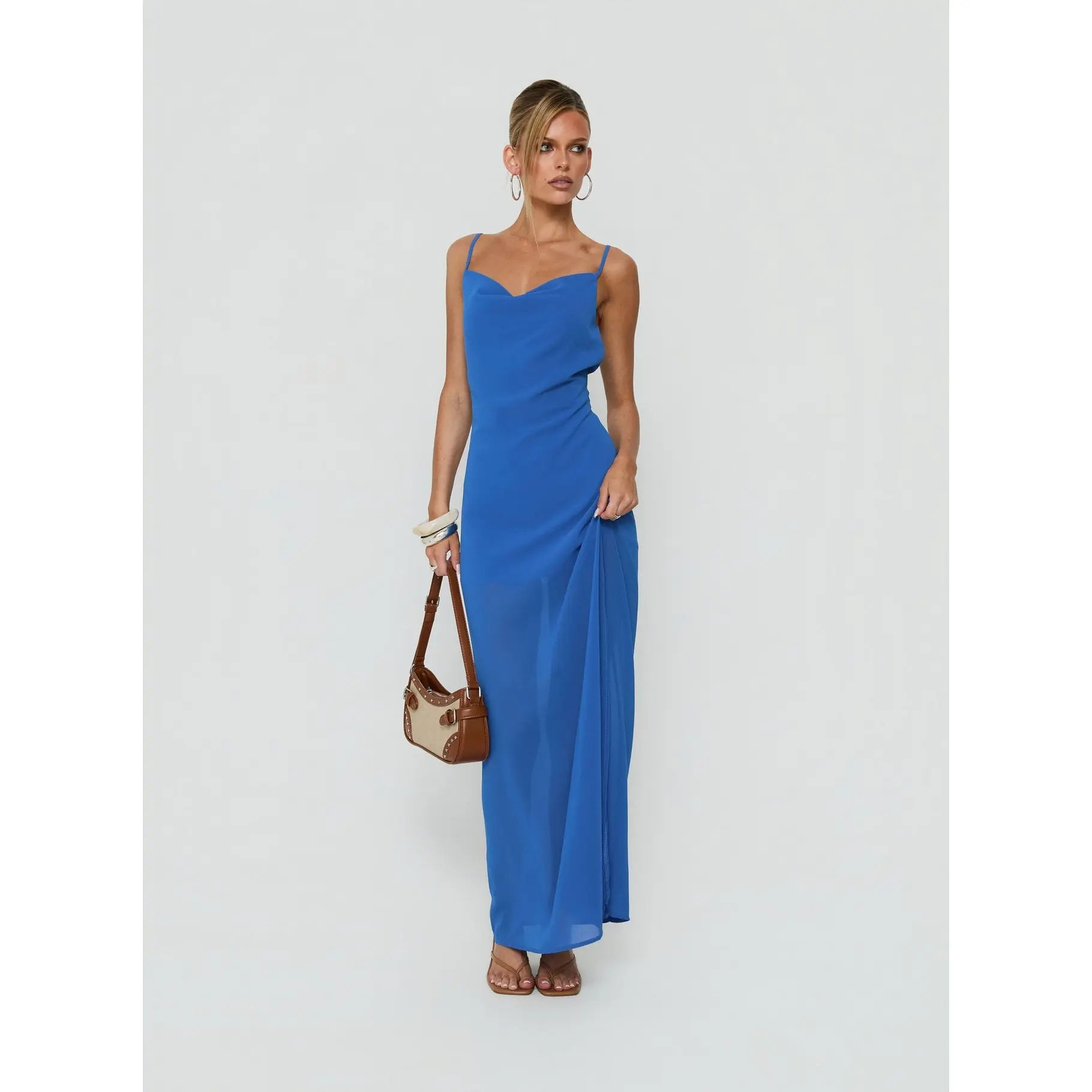 Jysela Cowl Neck Maxi Dress Dark Blue