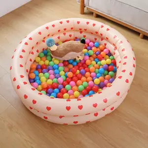 Vintage Heart Dual Ring Inflatable Ocean Ball Pool, Kids Indoor Printed Game Pool, Wave Pool for Children, 1pc