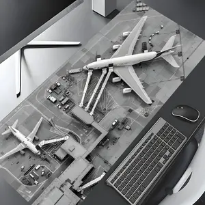 Cool Airport Runway Airplane Design Large Gaming Mouse Pad,Aesthetic Desktop Drotection Pad,Washable Rubber Pad Non-Slip Lock Edge Multi-Size Mouse Pad Suitable For Home Office,Good Gift for Family and friends