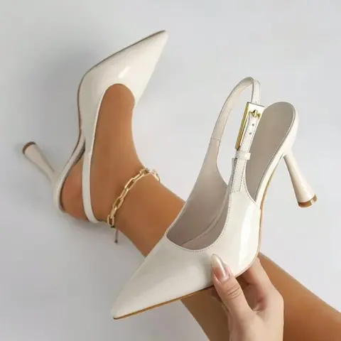 Women's Elegant Pointed Toe Stiletto Heels, Metal Buckle Decoration, Party Holiday Shoes, Perfect for Daily Wear, Parties, and Formal Occasions