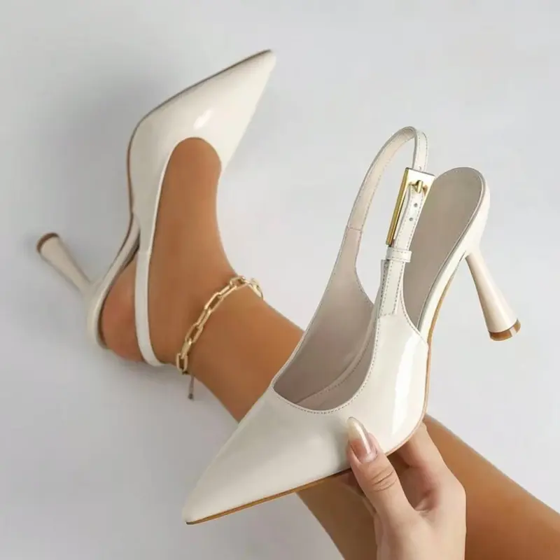 Women's Elegant Pointed Toe Stiletto Heels, Metal Buckle Decoration, Party Holiday Shoes, Perfect for Daily Wear, Parties, and Formal Occasions