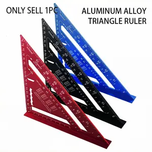 7 Inch Metric Triangular Ruler Aluminum Alloy High Precision with 90° & 45° Angles Linear Measurement for Woodworking, Carpentry, Metalwork, Roofing, Drawing