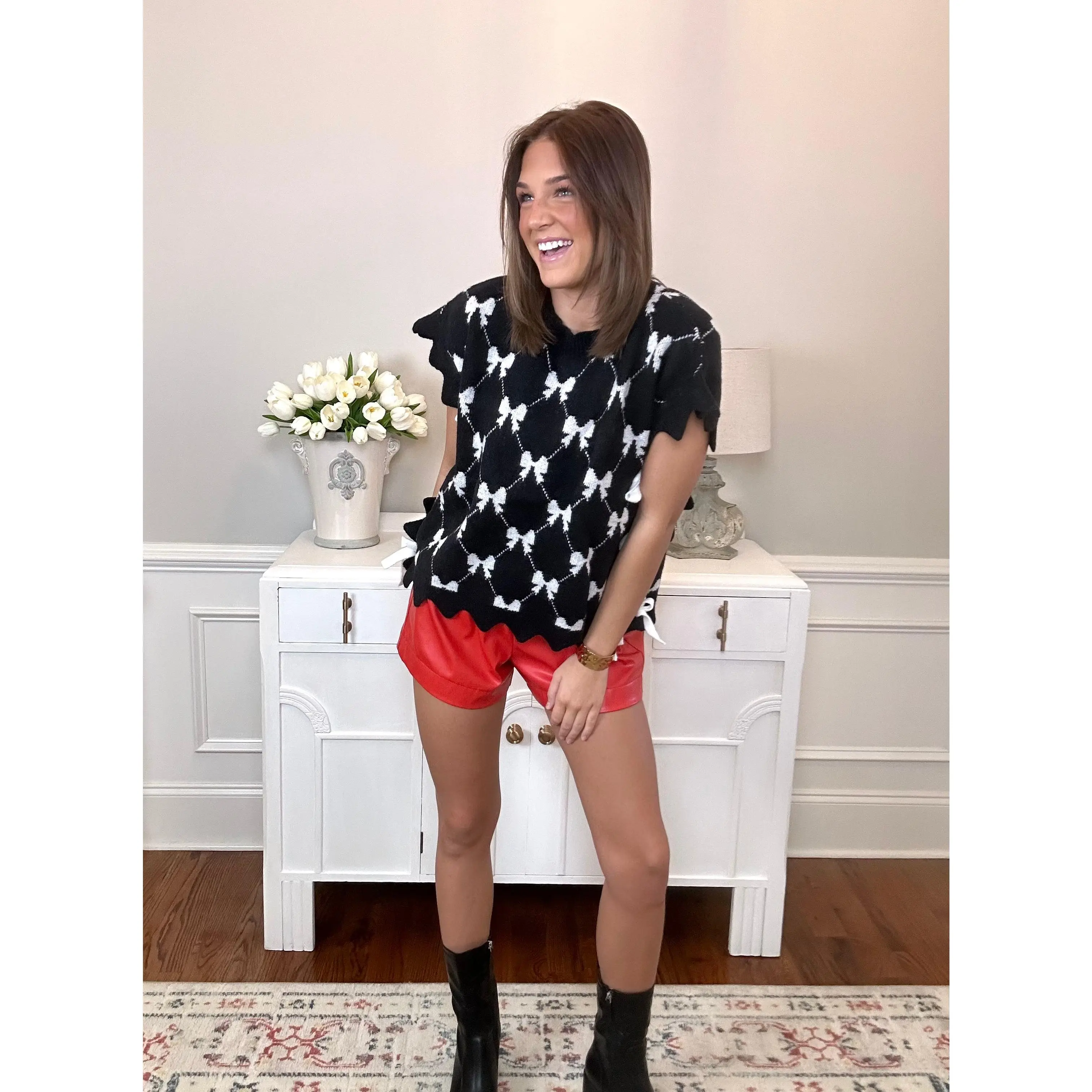 Leather Shorts Red | Simple Product Title Based on Given Information