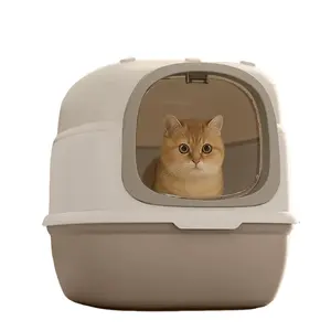 Extra-large Ship-Cabin Style Fully Enclosed Cat Litter Box with High Protective Sides No Odor Easy to Clean Front-Entry Design for Large Cats Suitable for Small Apartments automatic litter box stainless steel litter box litter box for cats