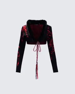 Dena Black Intarsia Knit Shrug