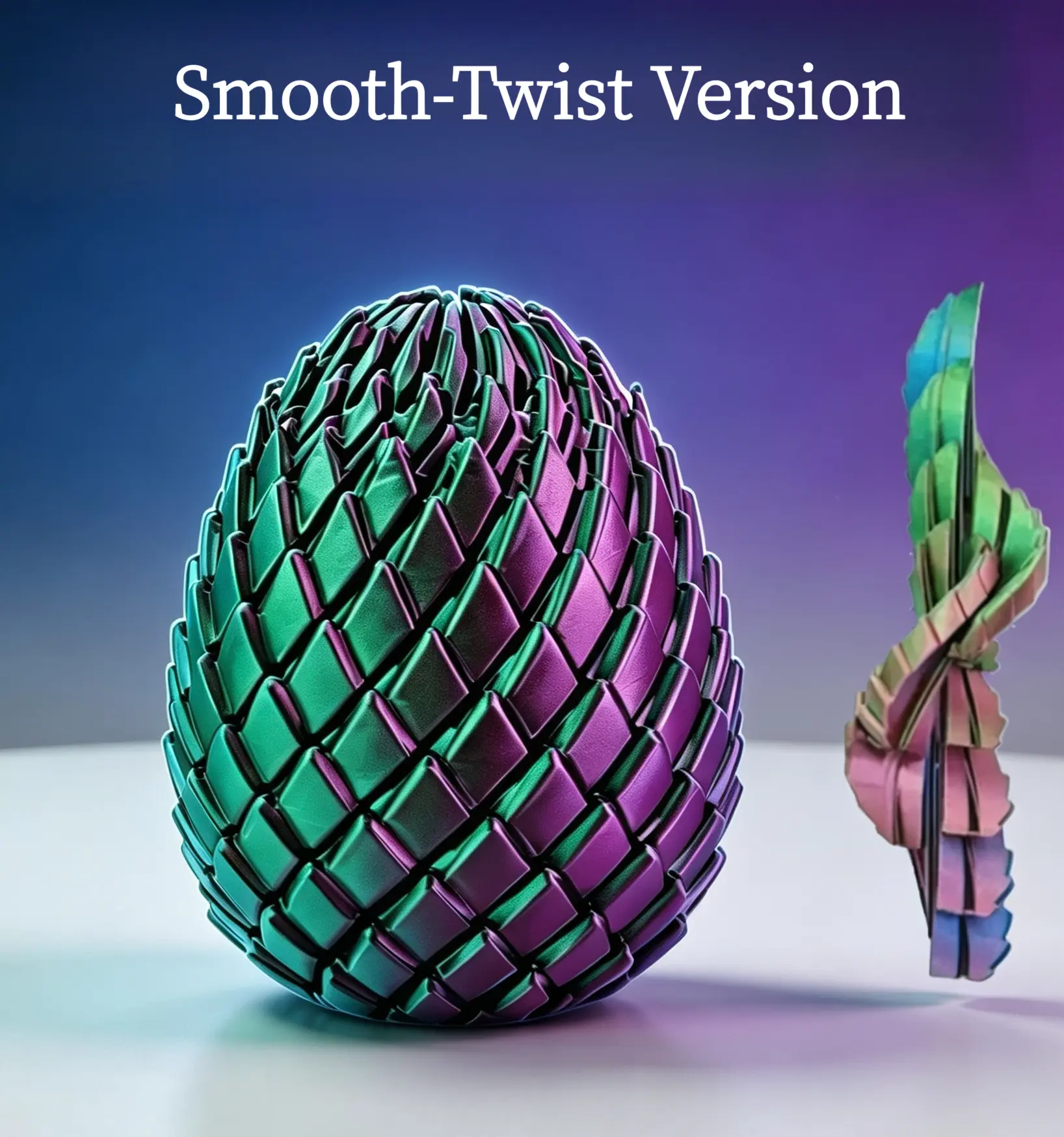 Twisty Fidget Dragon Egg, 3D‑Printed Tricolor Gradient Purple‑Blue‑Green Fidget Toy, Silky‑Smooth No Jamming, Improve Hand‑Eye Coordination, All‑Ages Stress Relief Desk Decor Gift