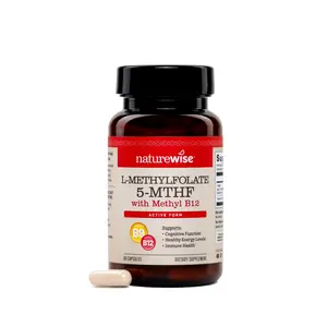 NatureWise L Methylfolate 15mg + B12 - L-Methylfolate 15mg + B12 Methylcobalamin 1000 mcg - Active 5-MTHF Form - Supports Mood & Energy - Vegan, Non-GMO, USA Manufactured