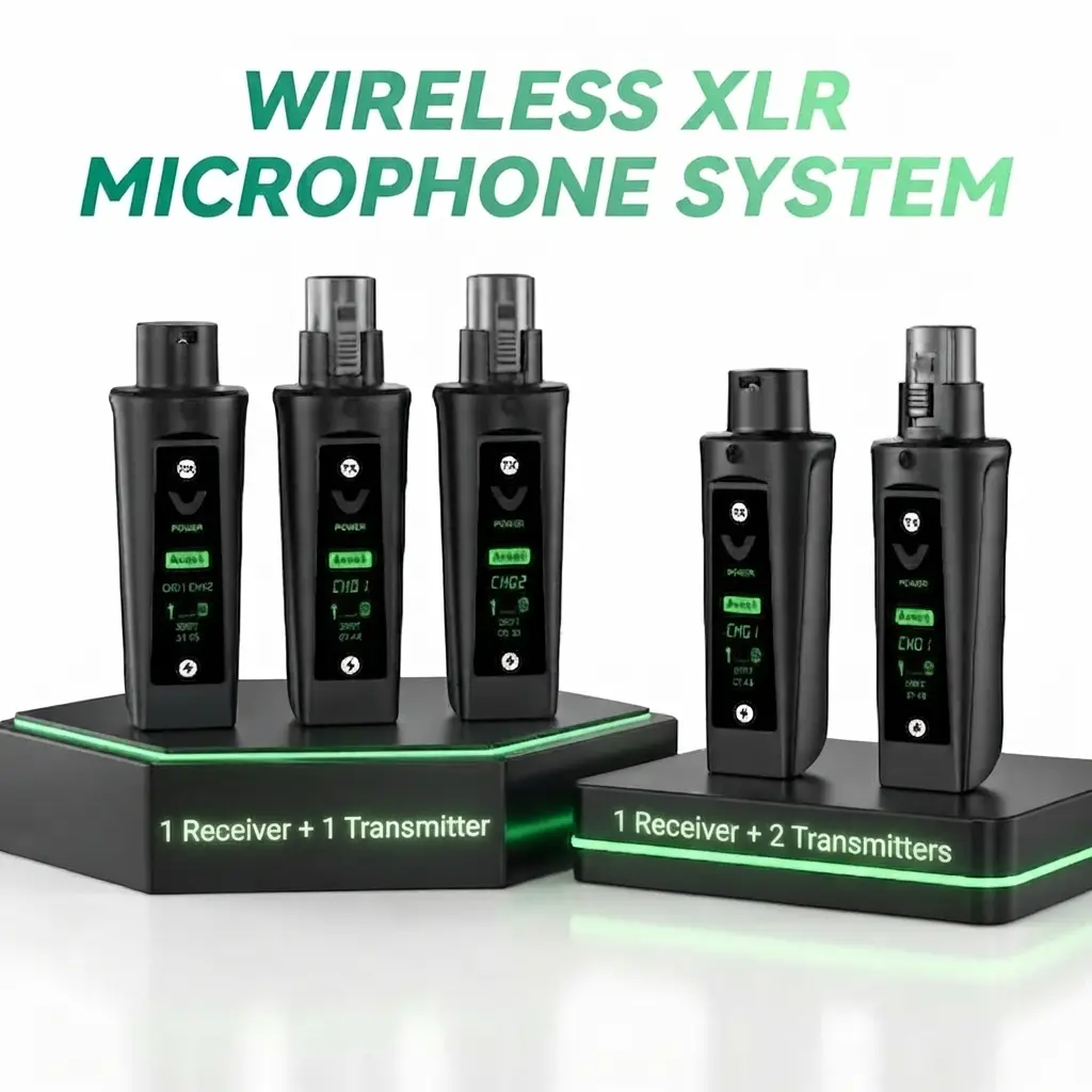Aveek Wireless XLR Microphone System, 200ft Range & <2ms Ultra-Low Latency, Plug and Play TX/RX Audio Adapter for Live Stage, Church Karaoke & Podcast Recording, Convert Dynamic Mics to Wireless
