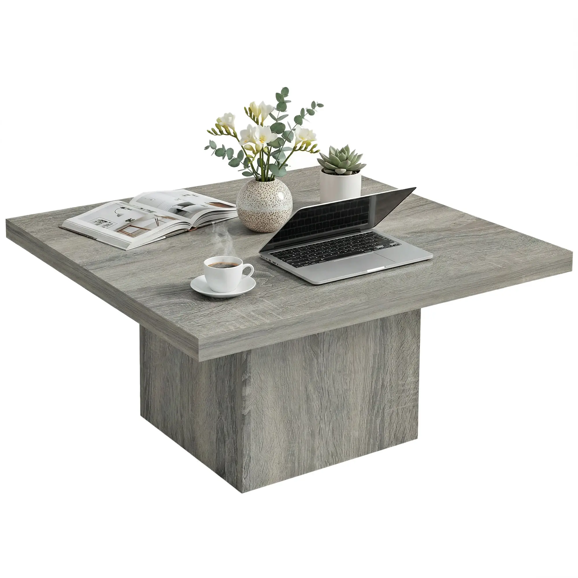 HOMCOM Square Coffee Table, Center Table with 1.6" Thick Tabletop for Living Room, Easy Assembly, 31.5"x31.5"