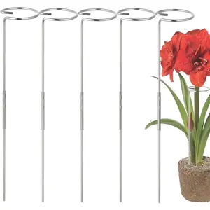 30 Inch Or 16 InchPlant Stakes  - 5 Pack (DIY), Stainless Steel Garden Tall Single Stem Support Stake  Cage Support Rings with Adjustable Height Fit ,