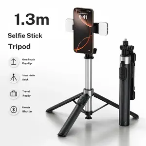 X2 Pro Selfie Stick Tripod, 1.33m Extendable Phone Tripod with Bluetooth-compatible Remote, 3-Axis Adjustable, Portable Vlog Stand for Selfies, Travel, Live Streaming