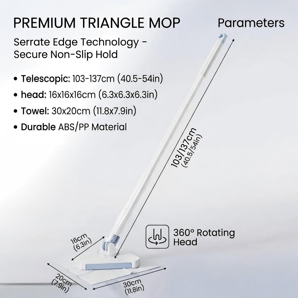360° Auto-Clamping Triangular Mop: The Ultimate Solution for Ceiling Corners! (Includes 30 Cleaning Cloths)