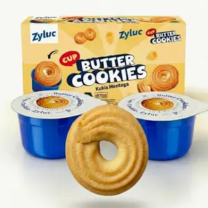 Zyluc Butter Cookies – 16 Single-Serve Snack Cups (3 Cookies Each) | Cup-Packed, Fresh & Crispy, Mess-Free Family Snack for Kids, Lunchboxes, Office, Travel & Sharing (400g)