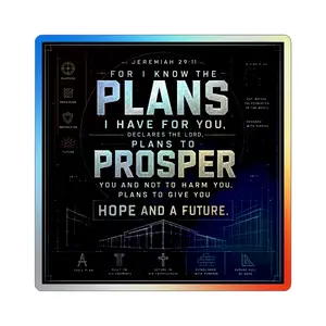 Holographic Die-Cut Adhesive Sticker - 'Plans to Prosper' Jeremiah 29:11 Inspirational Faith Sticker for Scrapbooking, DIY Projects, Adhesive Stickers Stickers