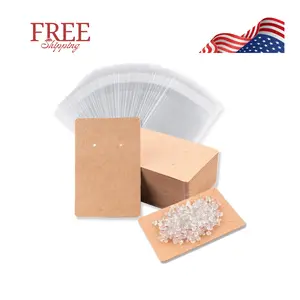 Earring Display Cards with 100 Pcs Earring Holder, 200 Pcs Earring Backs and 100 Jewelry Packaging 3.5x2.4 Inches (Brown)