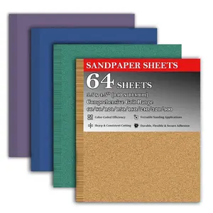 64 count 1/4 Sheet Sandpaper, 60/80/120/150/180/240/320/400 Grit Sand Paper Assortment Pack for  Metal Automotive, 5.5" x 4.5"  Sandpaper Sheets for Drywall & Palm Sanders