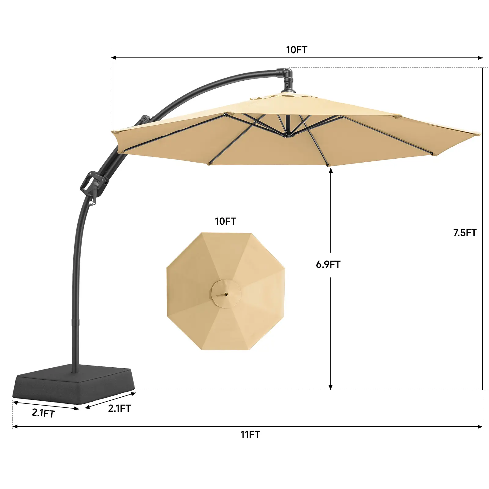【FallDealsForYou】ONBRILL Outdoor Patio Umbrella with Base Includeds, 10 FT Cantilever Umbrella withstands Wind and Weather, Sturdy Sun Shade Hanging U