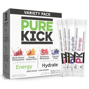 Pure Kick Energy & Hydration Powder Drink Mix Variety Pack, 30 Count Packets