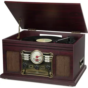 Record Player 10 in 1, 3-Speed Belt-Drive Turntable with Speakers,  Input & Output, CD, Cassette, FM Radio,  Streaming